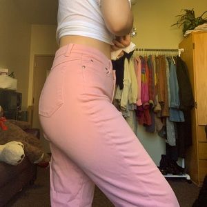 Pink high waisted mom jeans!